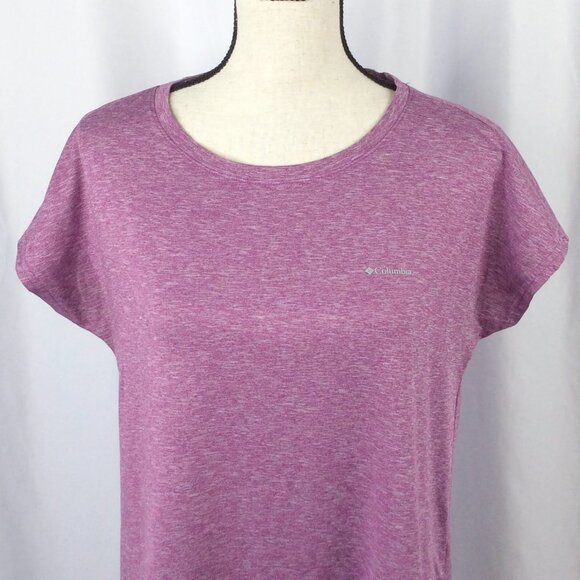 Columbia Top Womens Size Medium Purple Short Sleeve Crew Neck Split Back Hiking - Picture 5 of 7